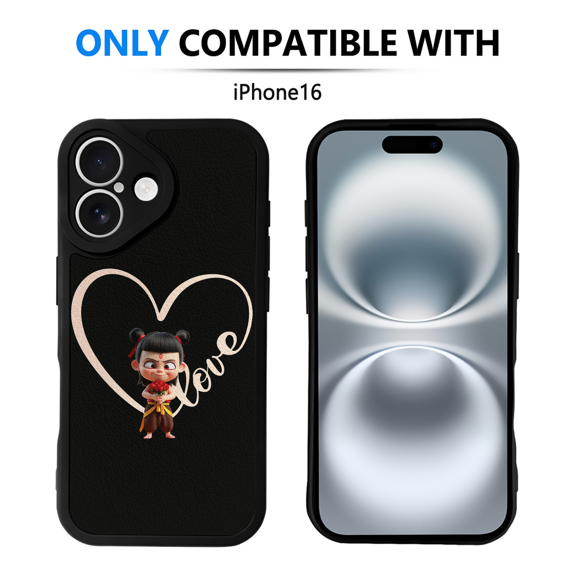 （画像用） Ne Zha 2 ナタ 魔童の大暴れ 【iPhone 16シリーズ対応】シリコンスマホケース（レザー調） 材質：シリコン